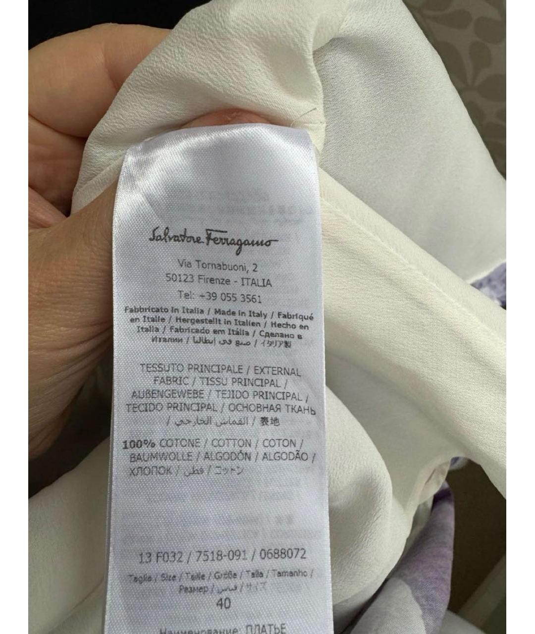 FERRAGAMO Мульти хлопковое повседневное платье, фото 8