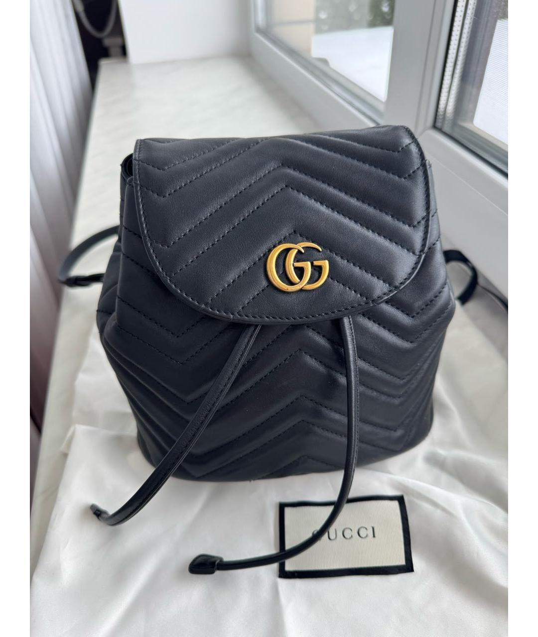 GUCCI Черный кожаный рюкзак, фото 9