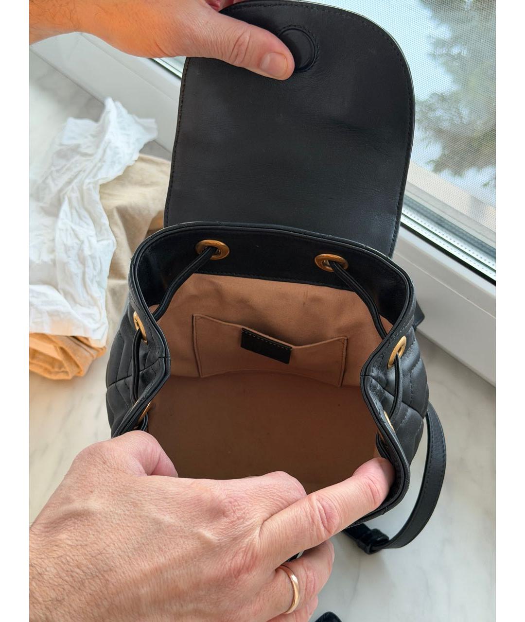 GUCCI Черный кожаный рюкзак, фото 4