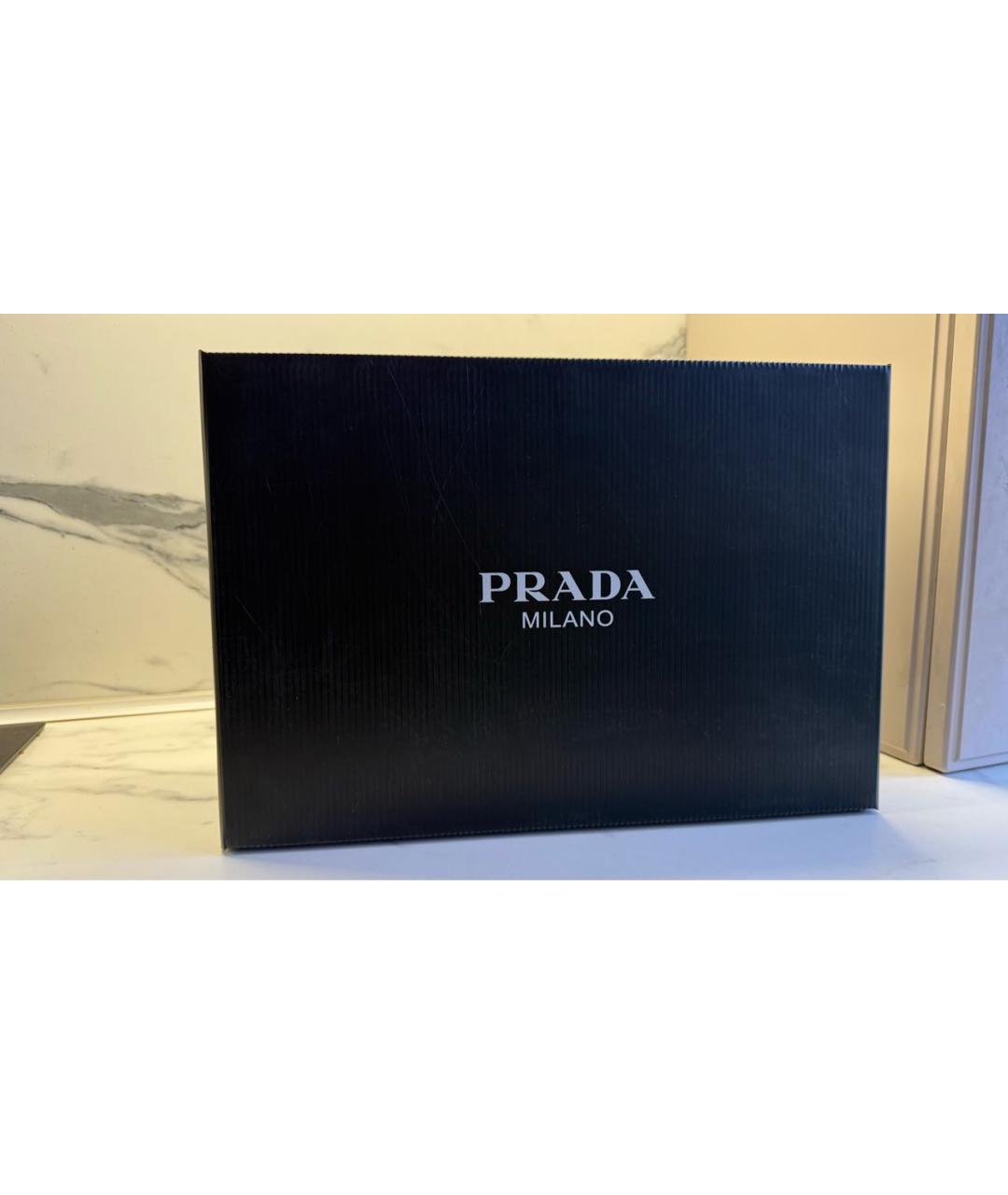 PRADA Черные кожаные низкие кроссовки / кеды, фото 5