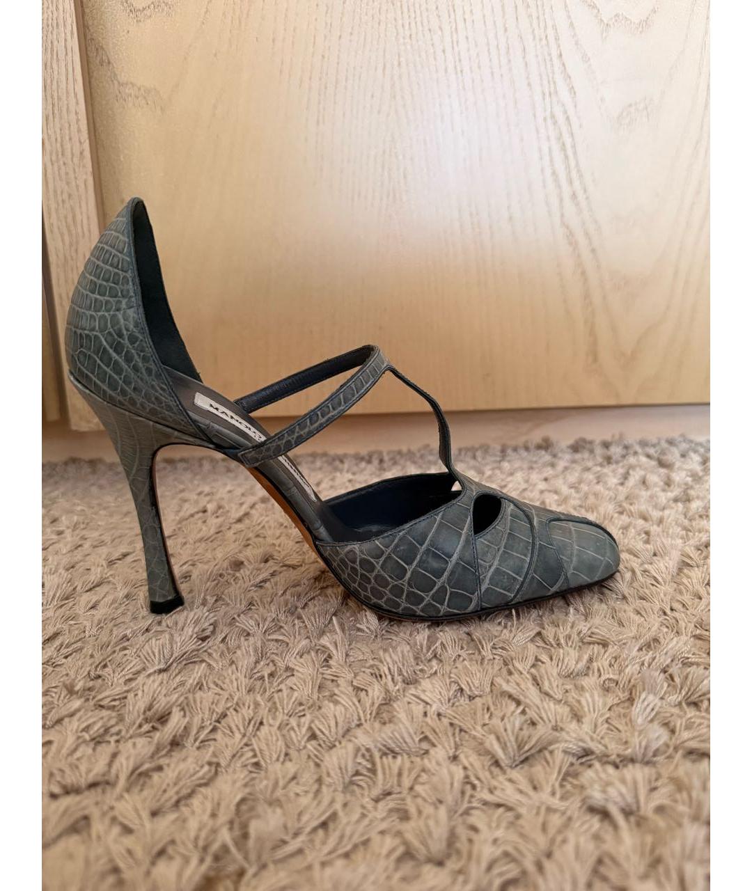 MANOLO BLAHNIK Серые туфли из экзотической кожи, фото 6