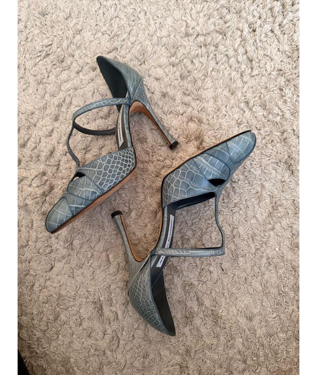 MANOLO BLAHNIK Серые туфли из экзотической кожи, фото 5