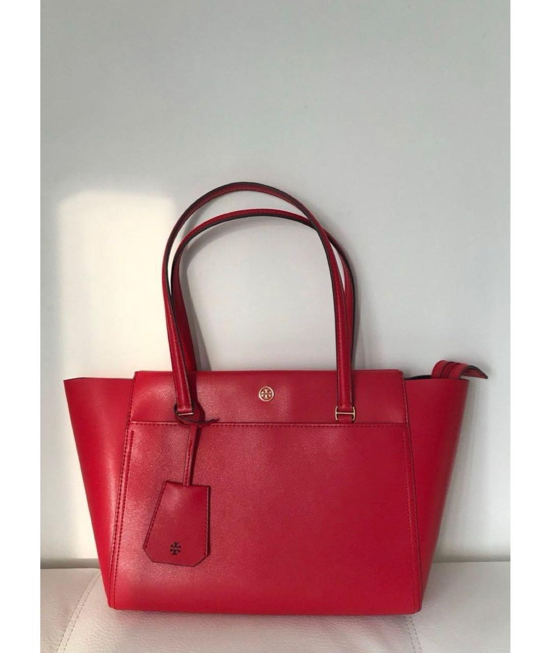 TORY BURCH Красная кожаная сумка тоут, фото 3