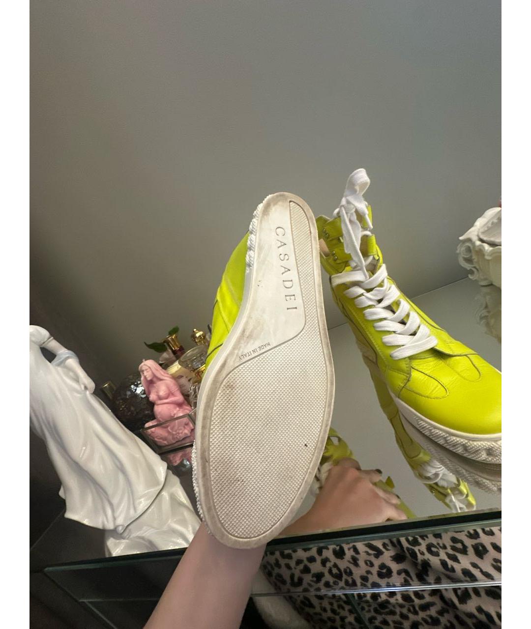 CASADEI Желтые кожаные кроссовки, фото 5