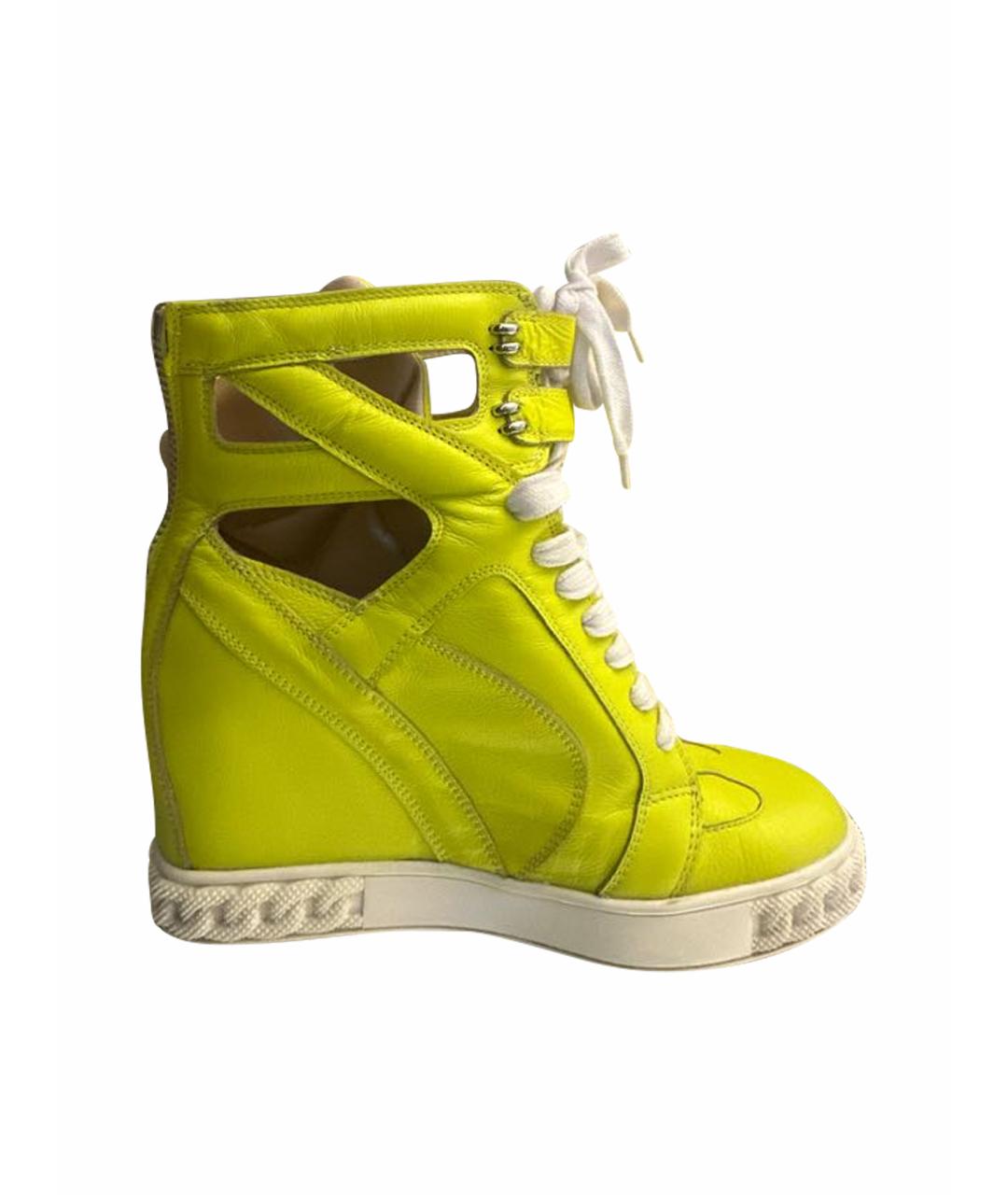 CASADEI Желтые кожаные кроссовки, фото 1