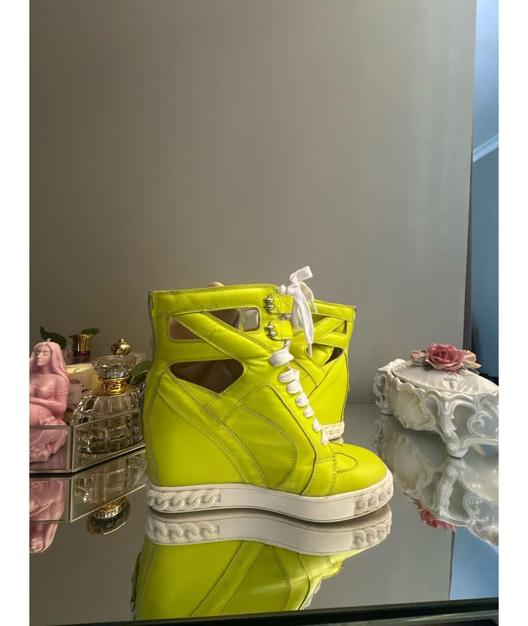 CASADEI Желтые кожаные кроссовки, фото 6