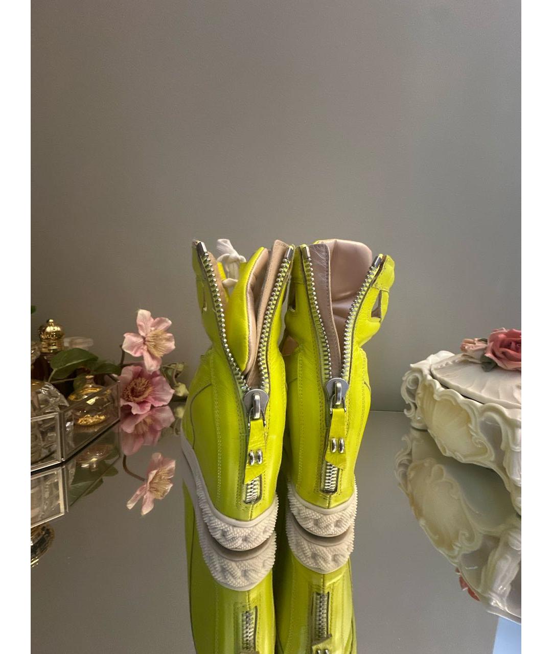 CASADEI Желтые кожаные кроссовки, фото 4