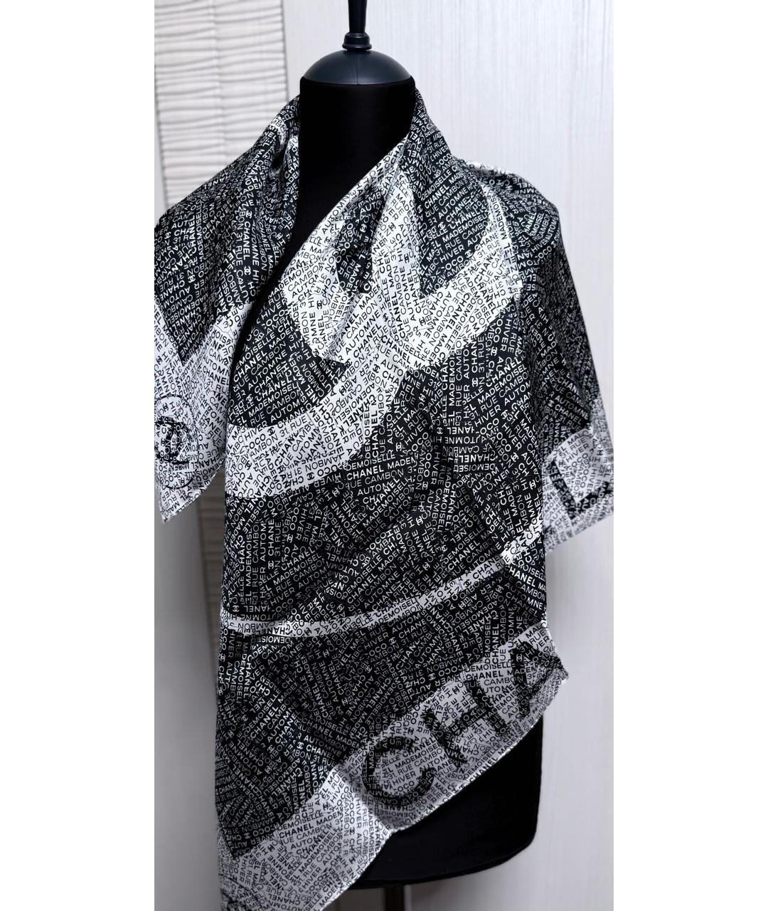 CHANEL Черный шелковый платок, фото 4