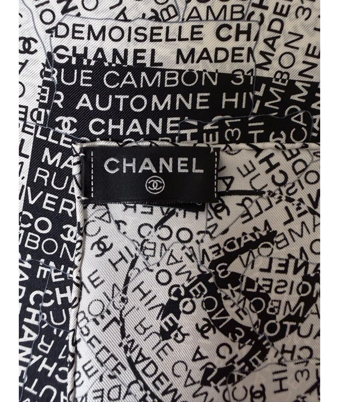 CHANEL Черный шелковый платок, фото 8
