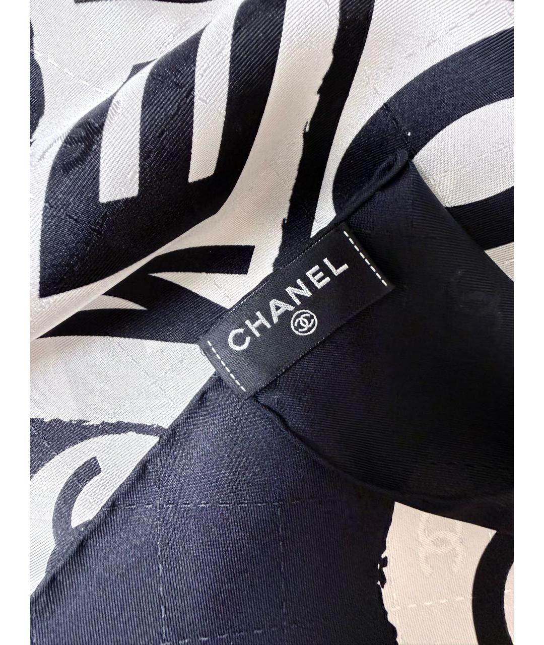 CHANEL Черный шелковый платок, фото 6