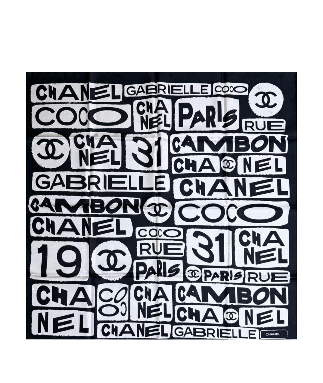 CHANEL Черный шелковый платок, фото 1