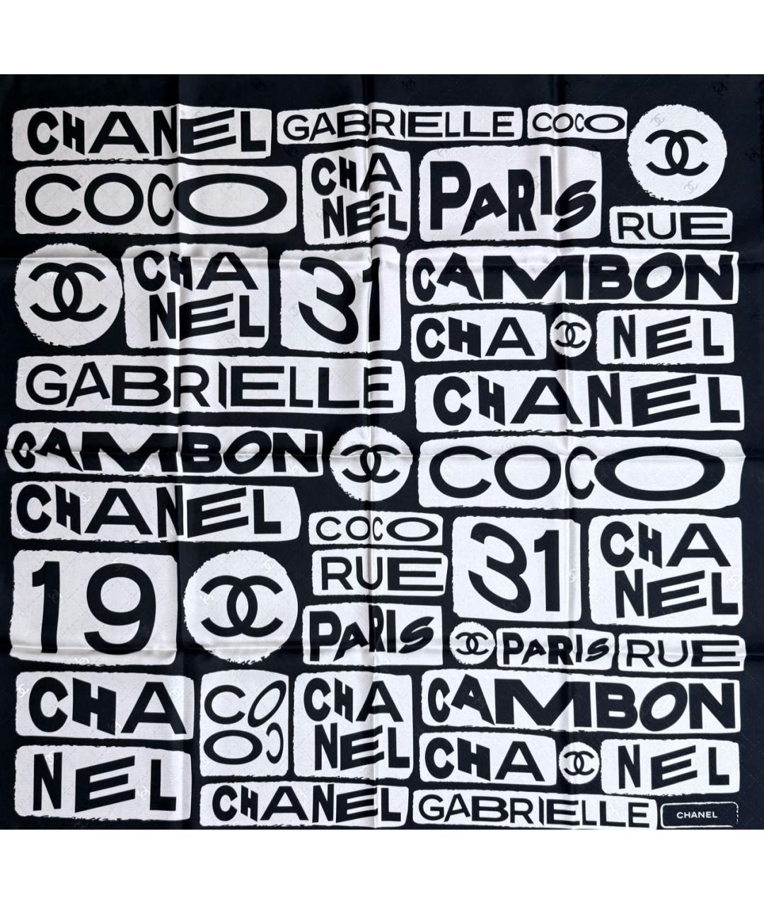CHANEL Черный шелковый платок, фото 9