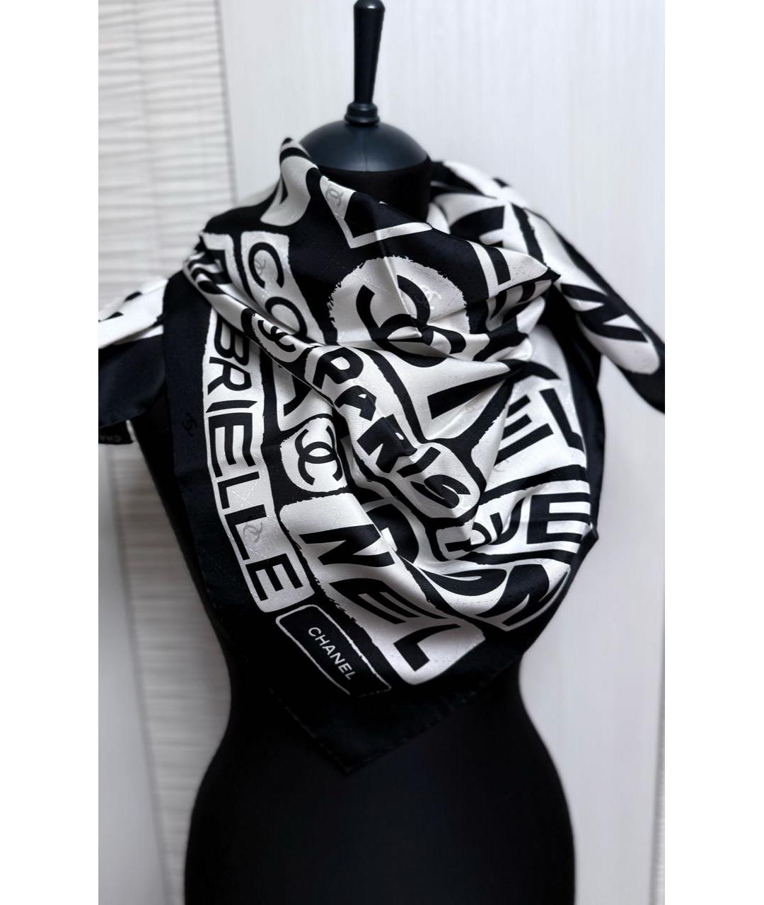 CHANEL Черный шелковый платок, фото 2