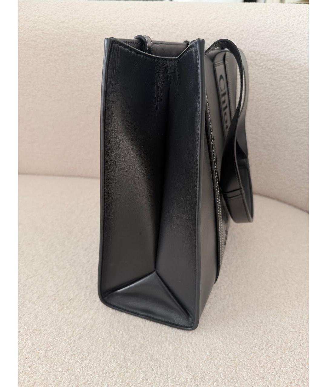 CHLOE Черная кожаная сумка тоут, фото 5