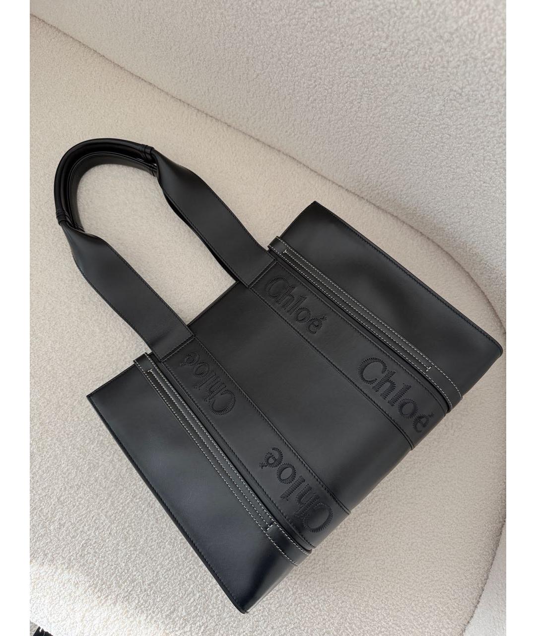 CHLOE Черная кожаная сумка тоут, фото 8