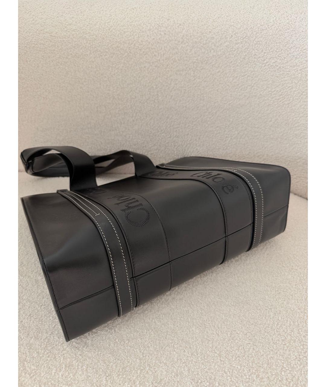 CHLOE Черная кожаная сумка тоут, фото 3