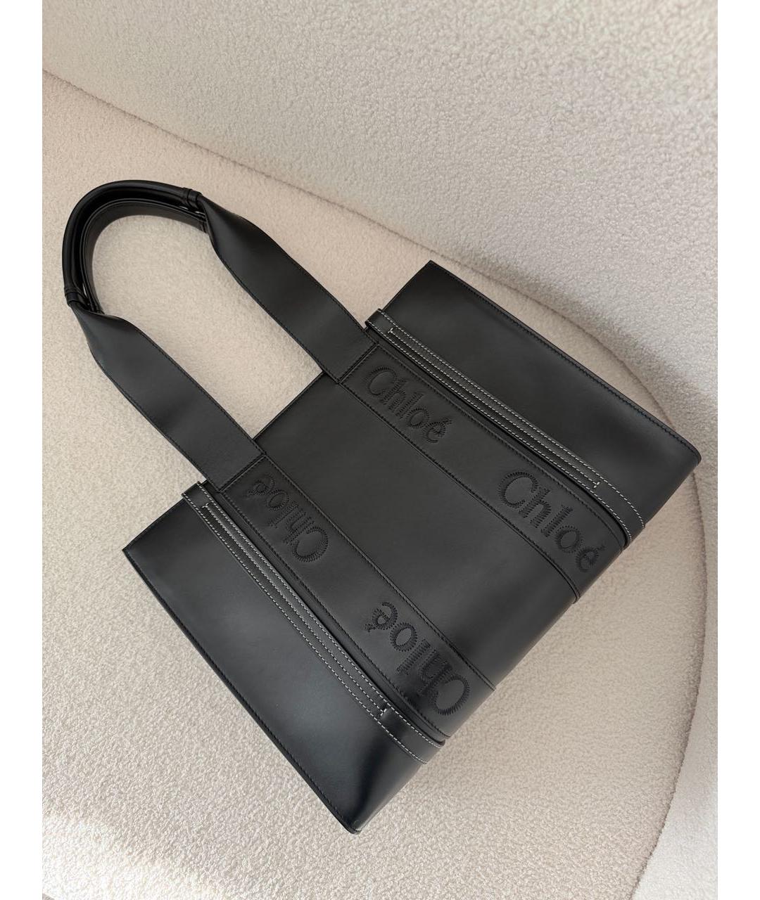 CHLOE Черная кожаная сумка тоут, фото 2