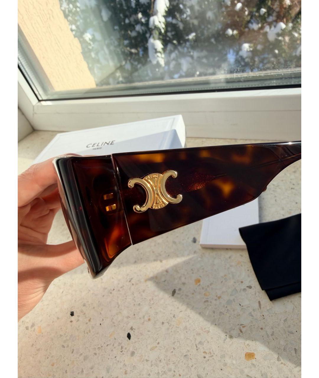 CELINE Коричневые пластиковые солнцезащитные очки, фото 6