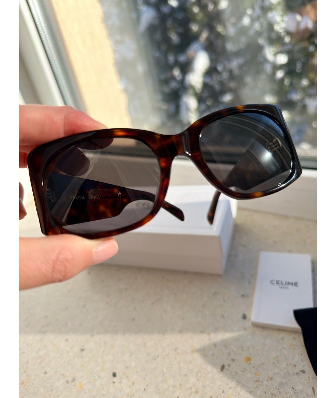 CELINE Коричневые пластиковые солнцезащитные очки, фото 3