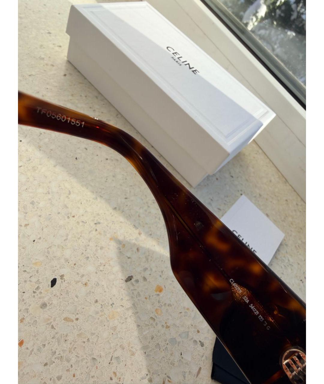 CELINE Коричневые пластиковые солнцезащитные очки, фото 7