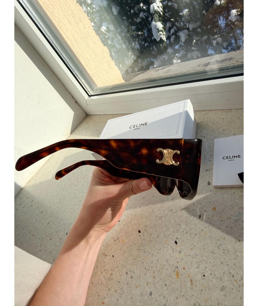 CELINE Коричневые пластиковые солнцезащитные очки, фото 5