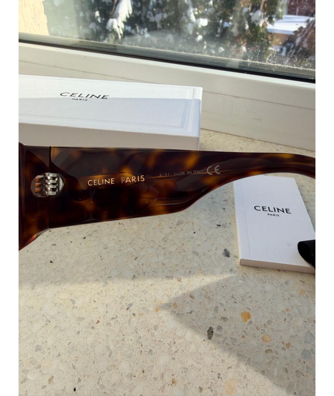 CELINE Коричневые пластиковые солнцезащитные очки, фото 8