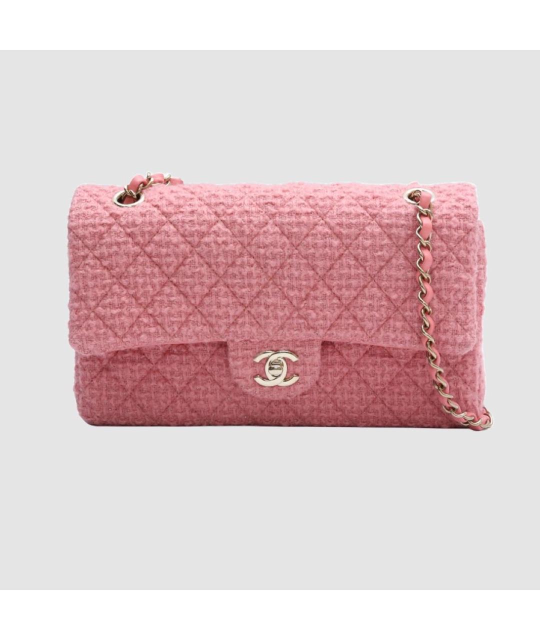 CHANEL Розовая твидовая сумка тоут, фото 7
