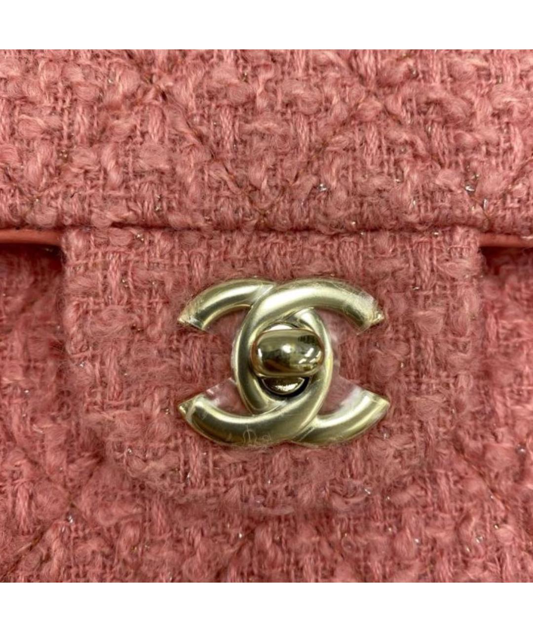 CHANEL Розовая твидовая сумка тоут, фото 3