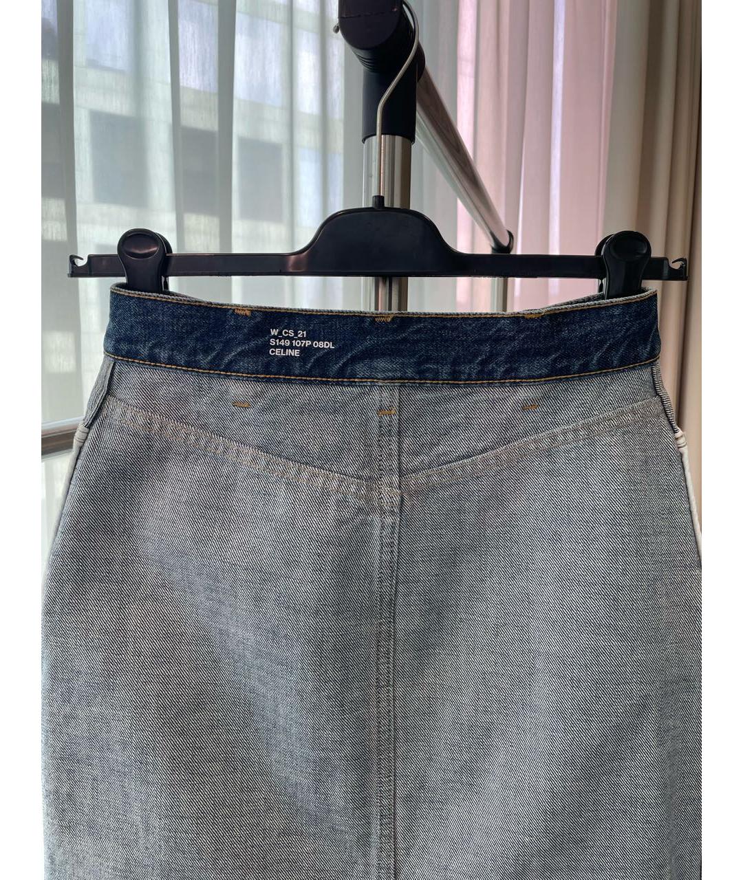 CELINE Синяя хлопковая юбка миди, фото 8