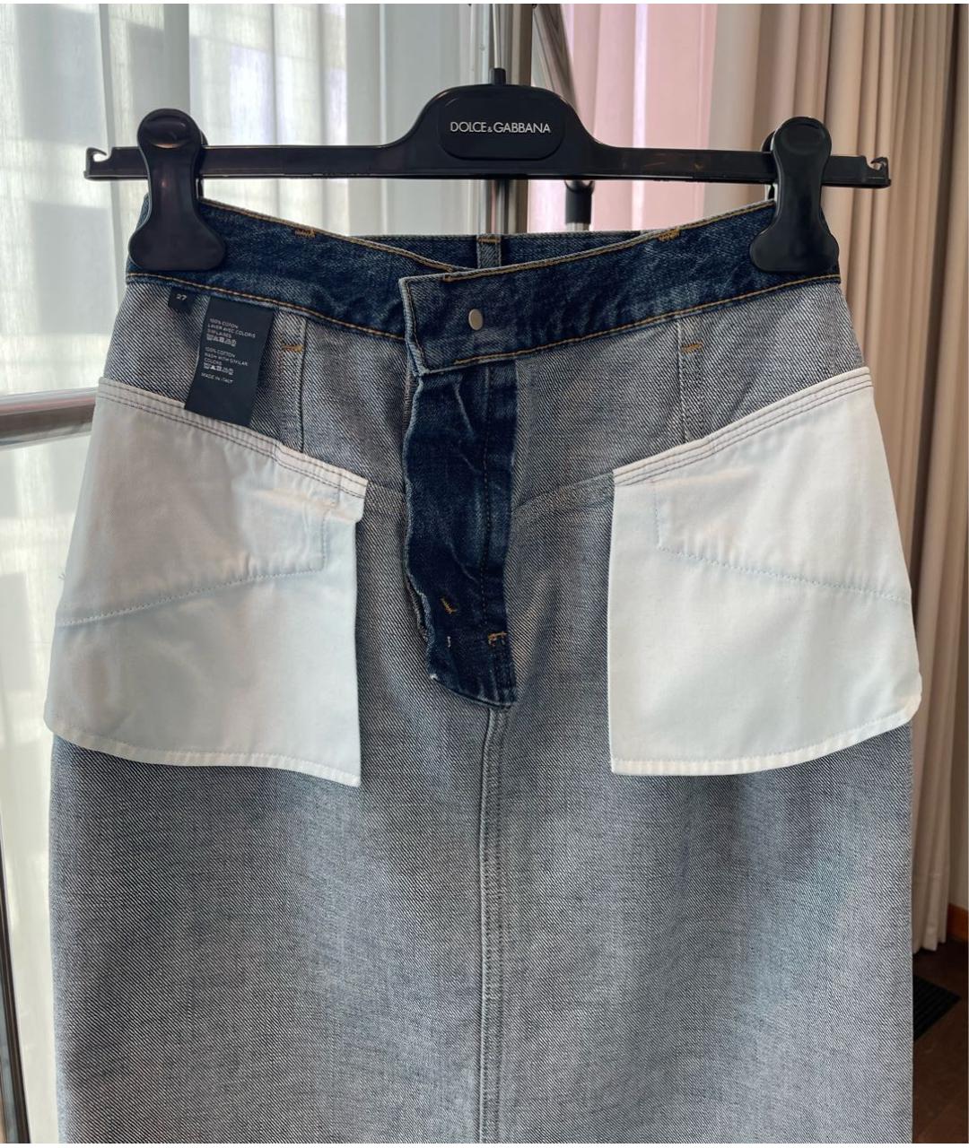 CELINE Синяя хлопковая юбка миди, фото 7