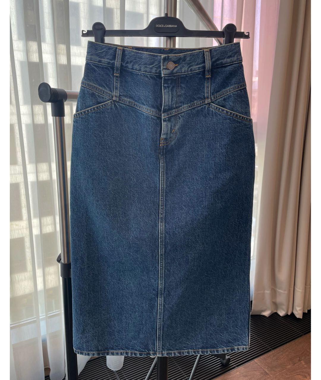 CELINE Синяя хлопковая юбка миди, фото 9