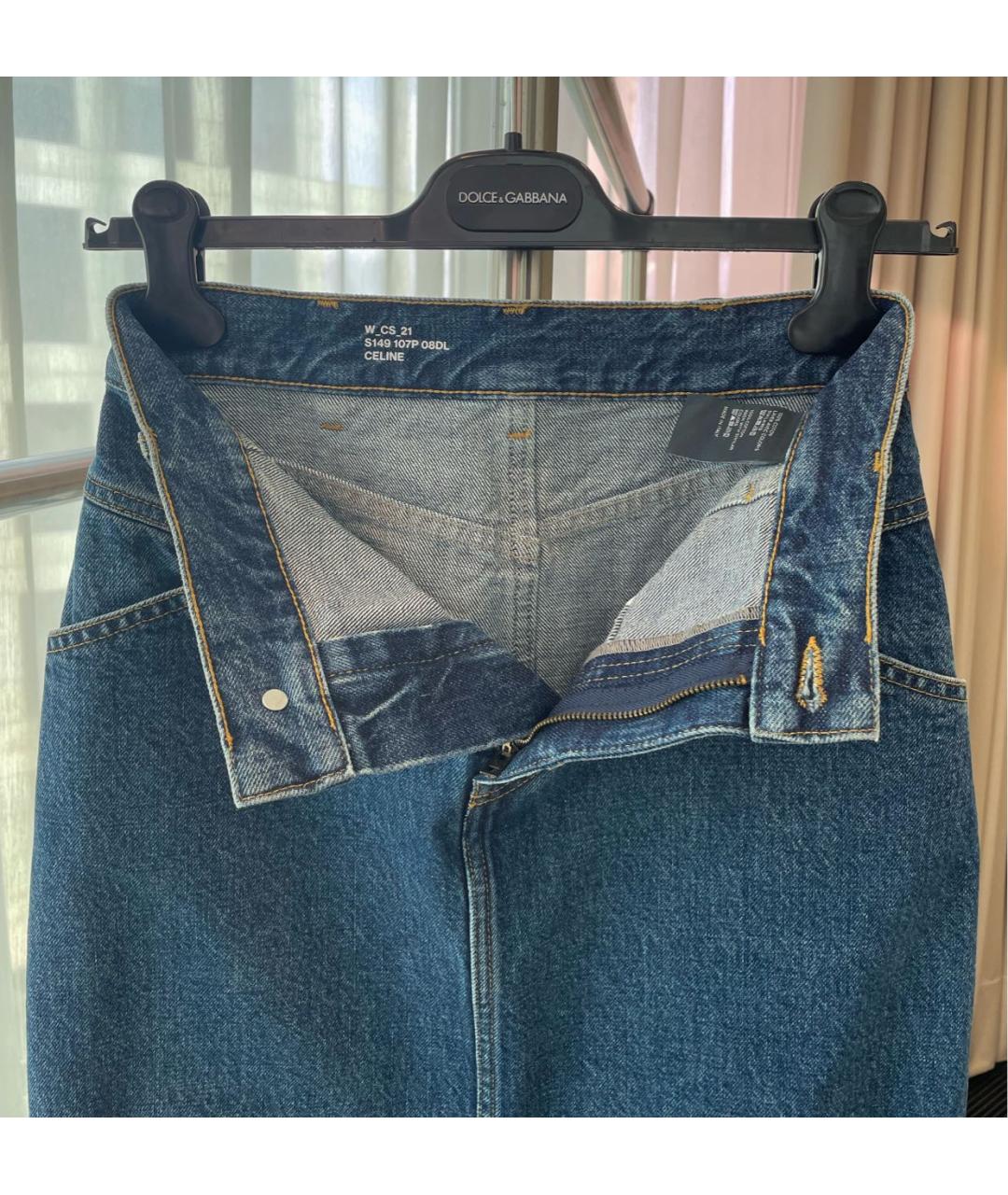 CELINE Синяя хлопковая юбка миди, фото 3