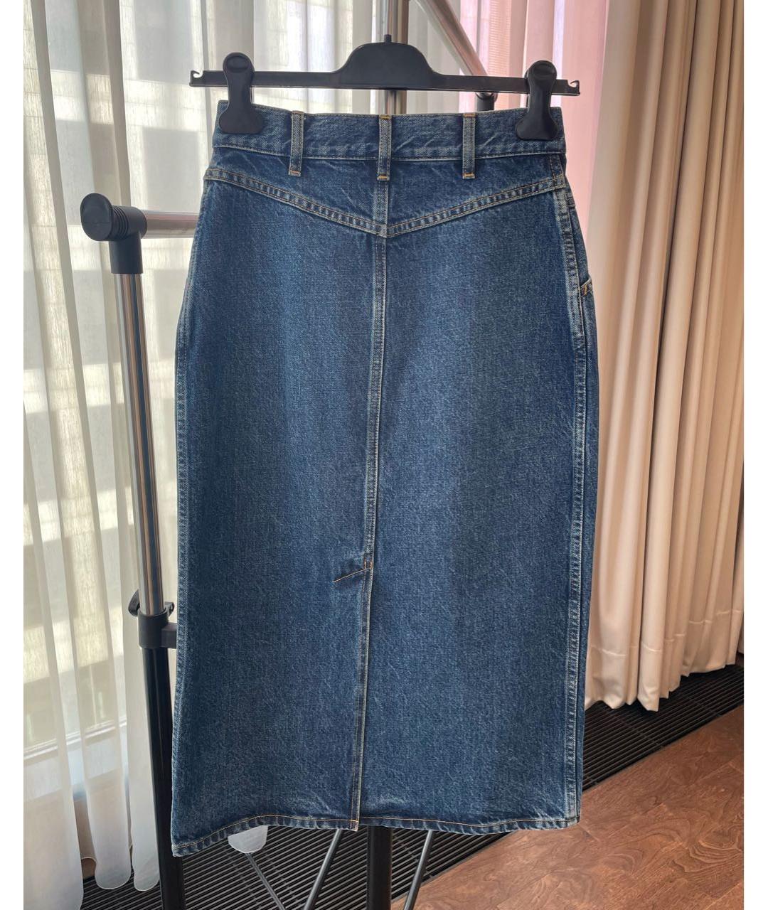 CELINE Синяя хлопковая юбка миди, фото 2