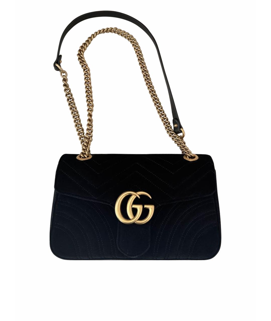 GUCCI Черная бархатная сумка через плечо, фото 1