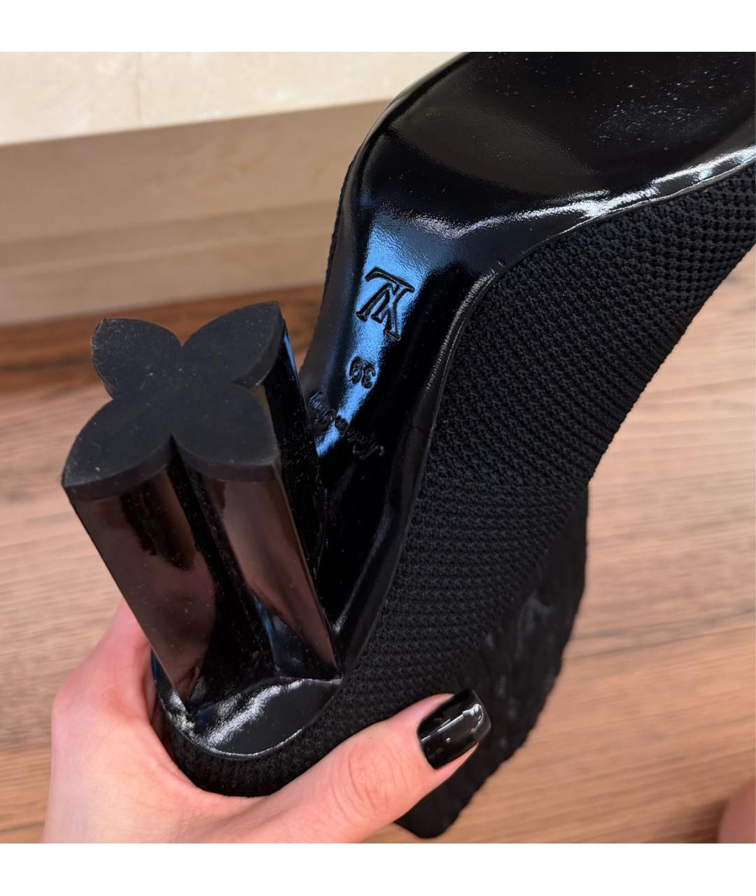 LOUIS VUITTON Черные текстильные ботильоны, фото 4