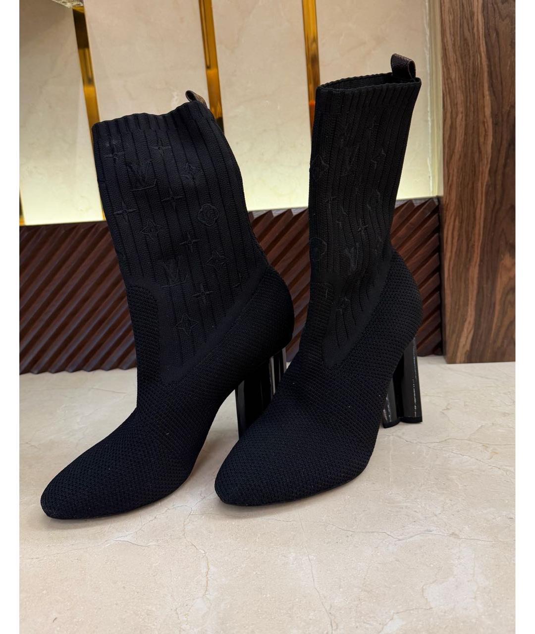 LOUIS VUITTON Черные текстильные ботильоны, фото 5