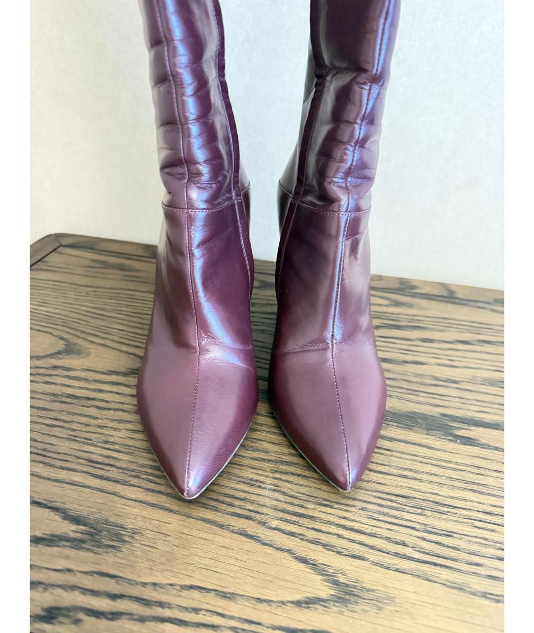 VALENTINO Бордовые кожаные сапоги, фото 3