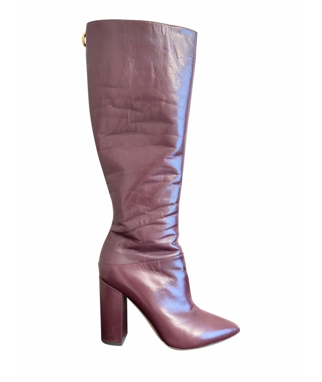 VALENTINO Бордовые кожаные сапоги, фото 1