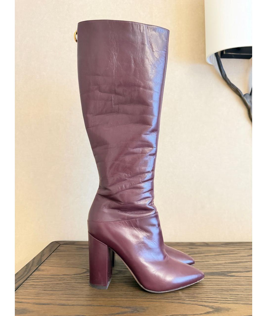 VALENTINO Бордовые кожаные сапоги, фото 5