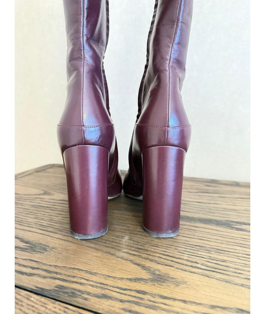 VALENTINO Бордовые кожаные сапоги, фото 4