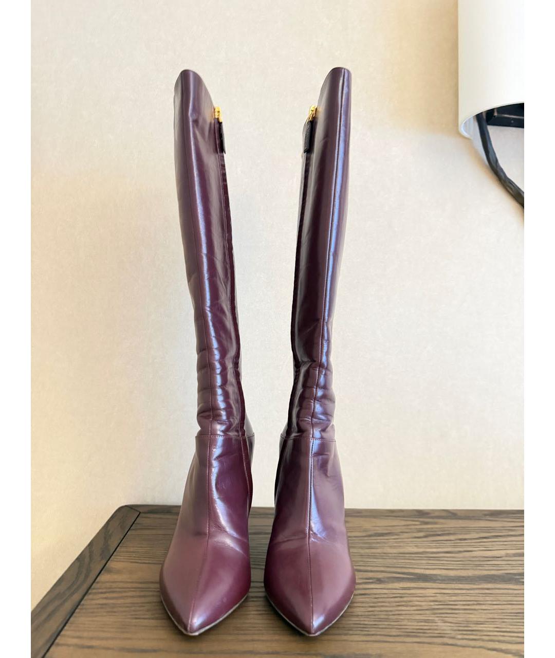 VALENTINO Бордовые кожаные сапоги, фото 2