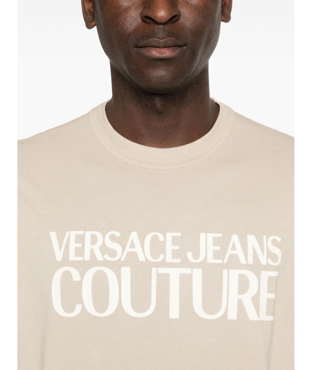 VERSACE JEANS COUTURE Бежевая хлопковая футболка, фото 3