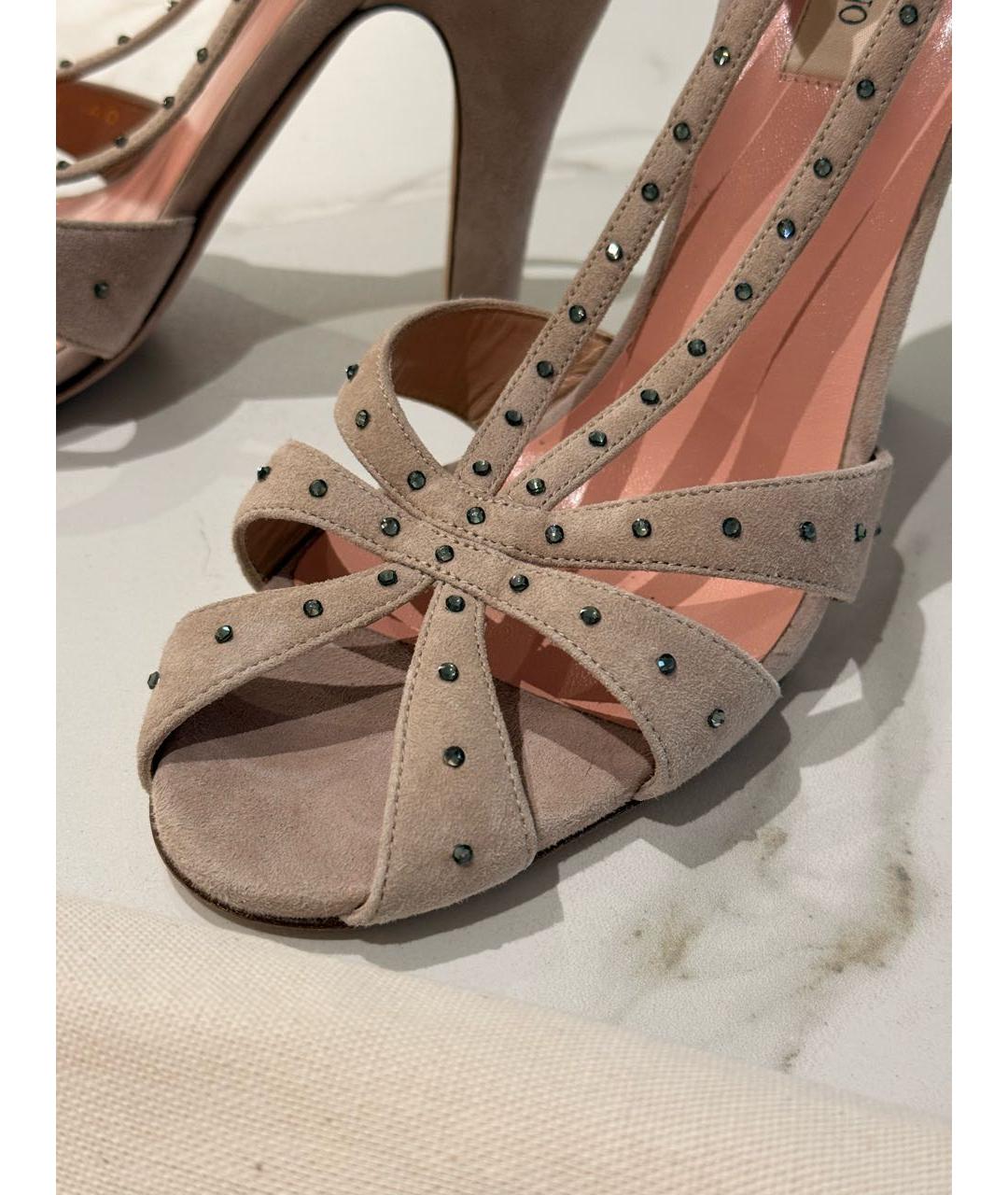 VALENTINO Бежевые замшевые босоножки, фото 8