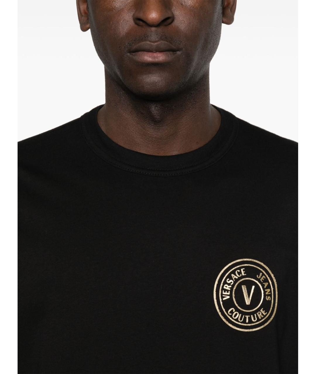 VERSACE JEANS COUTURE Черная хлопковая футболка, фото 3