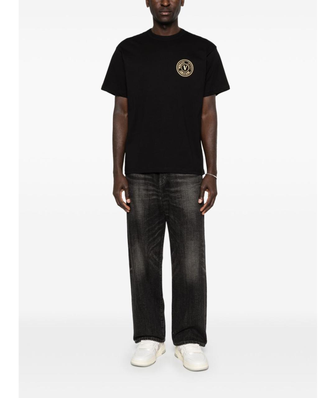 VERSACE JEANS COUTURE Черная хлопковая футболка, фото 5