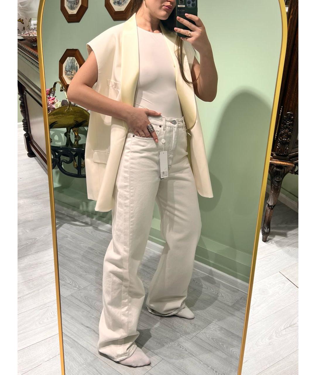 MM6 MAISON MARGIELA Бежевые хлопковые прямые джинсы, фото 8