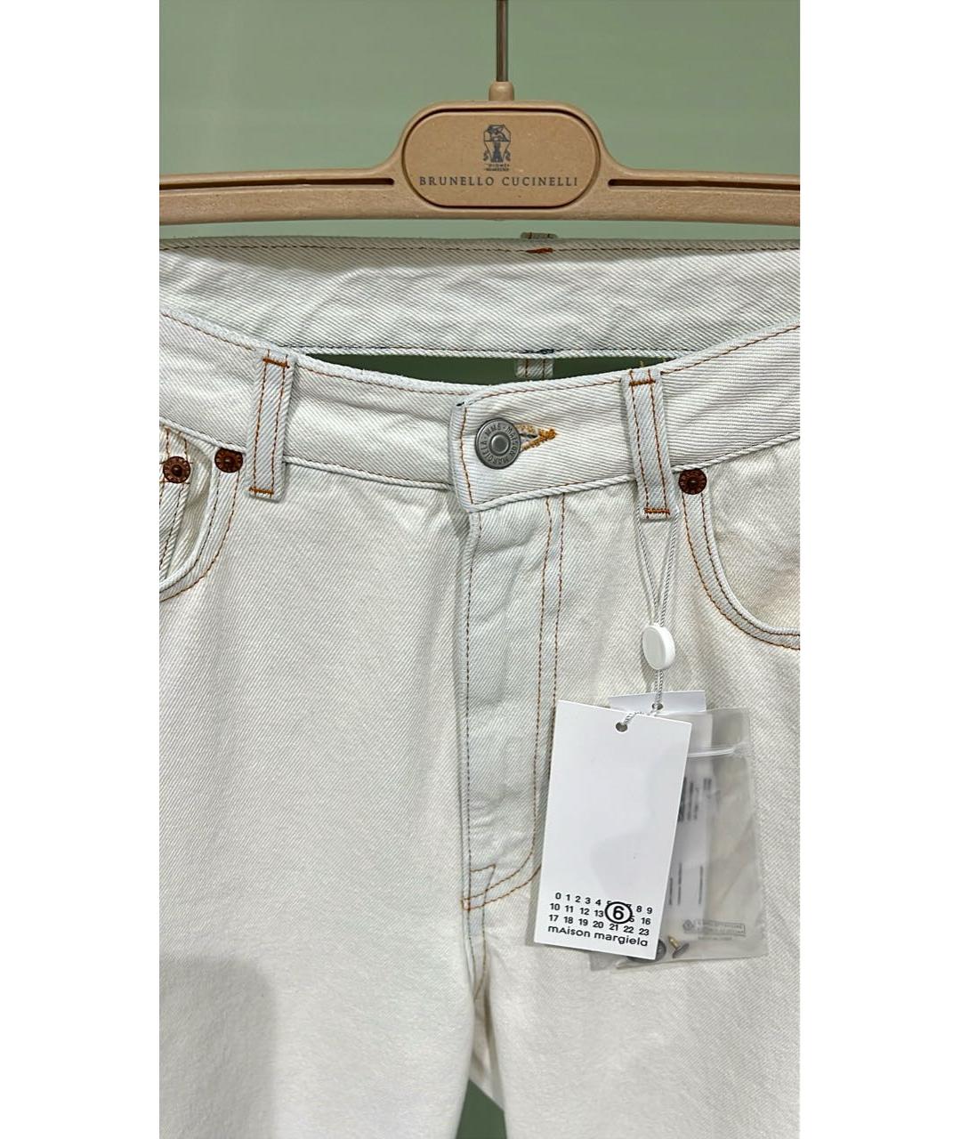 MM6 MAISON MARGIELA Бежевые хлопковые прямые джинсы, фото 4