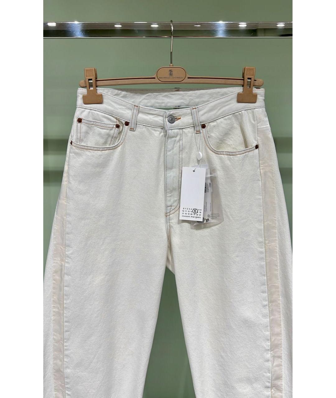 MM6 MAISON MARGIELA Бежевые хлопковые прямые джинсы, фото 3