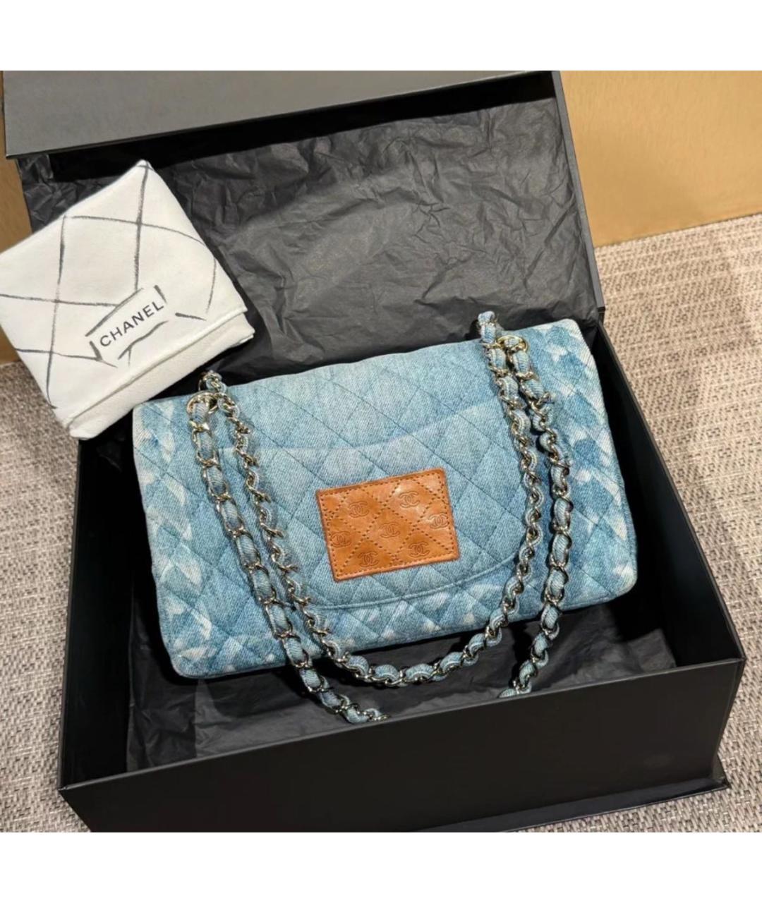 CHANEL Синяя деним сумка через плечо, фото 3