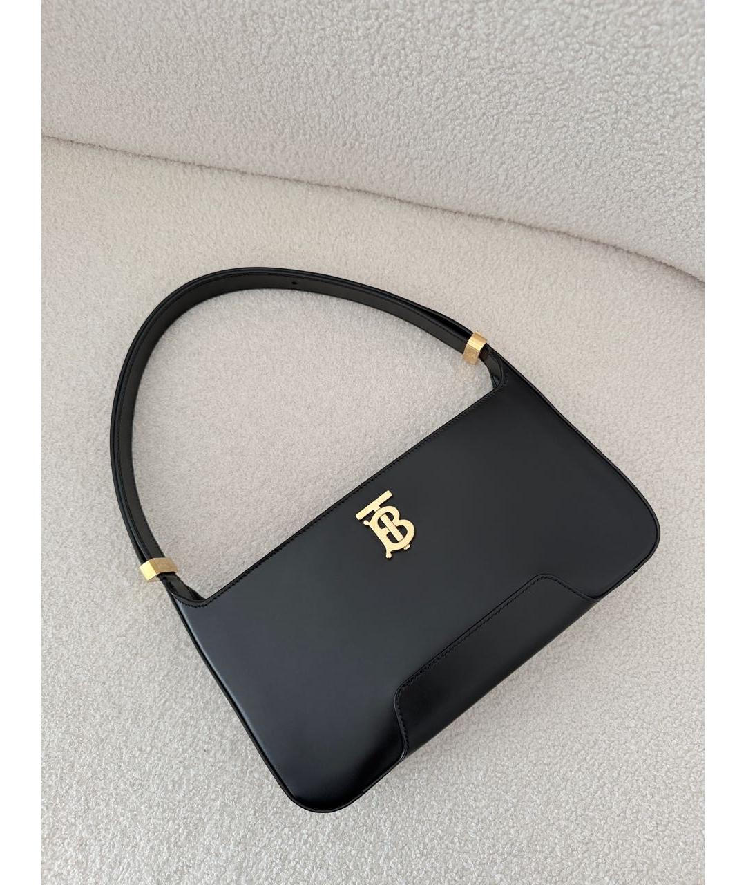 BURBERRY Черная кожаная сумка с короткими ручками, фото 5